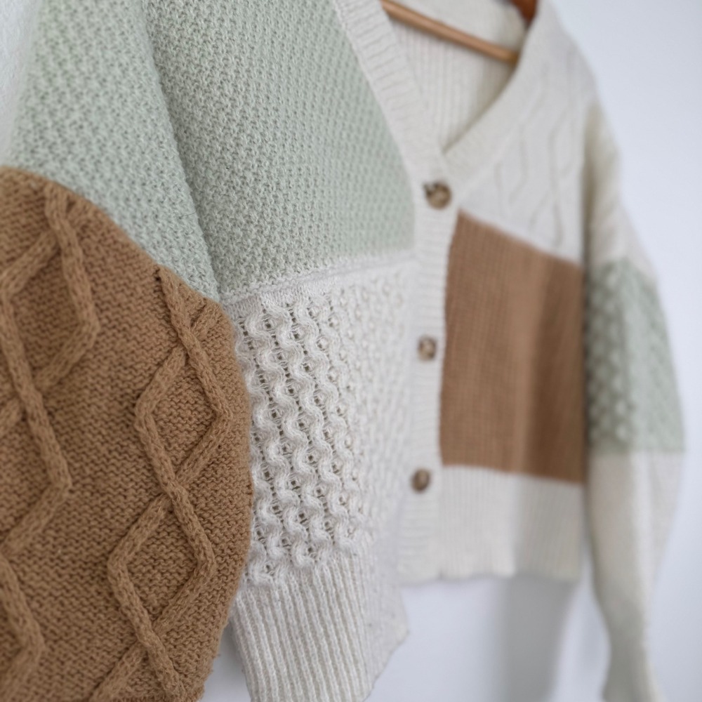 Altard State Patchwork Cardigan Women XS Multi Color Good Cottagecore Boho Knit - Picture 2 of 6
